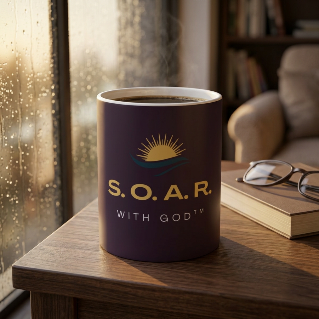 Christian Morning Devotional Mug – S.O.A.R. with God™